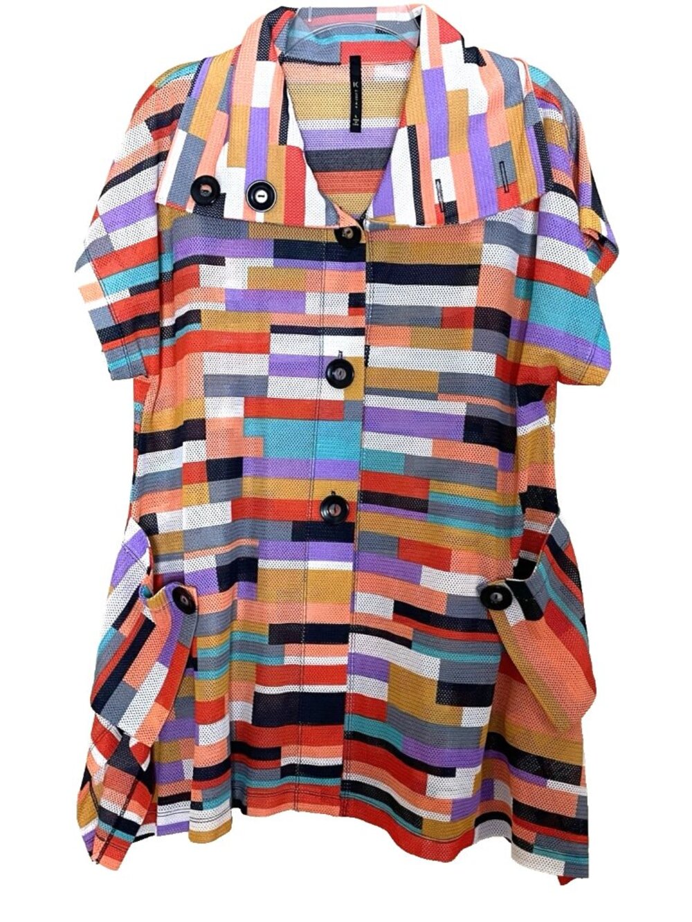 IC by Connie K Jacket Size Large Mesh Art to Wear Graphic Abstract Bold Eclectic